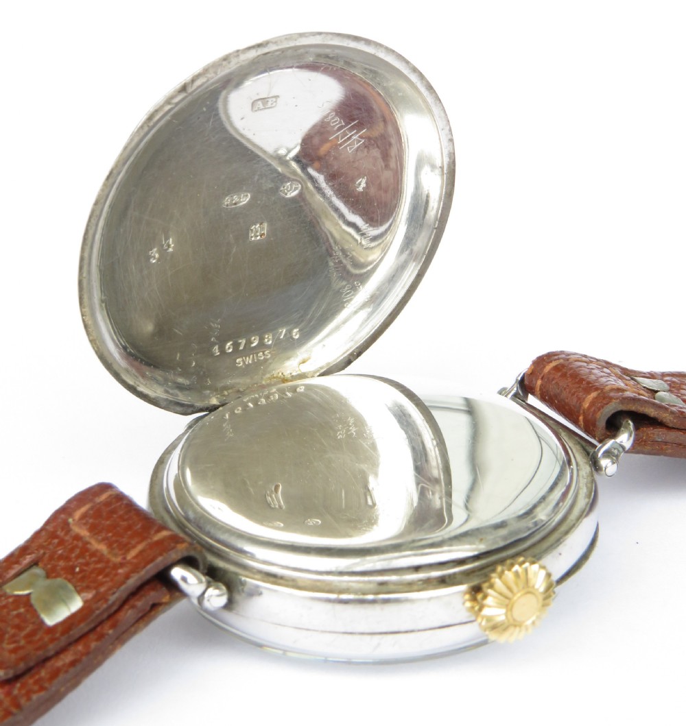 Antique silver Longines wrist watch, 1928 View III