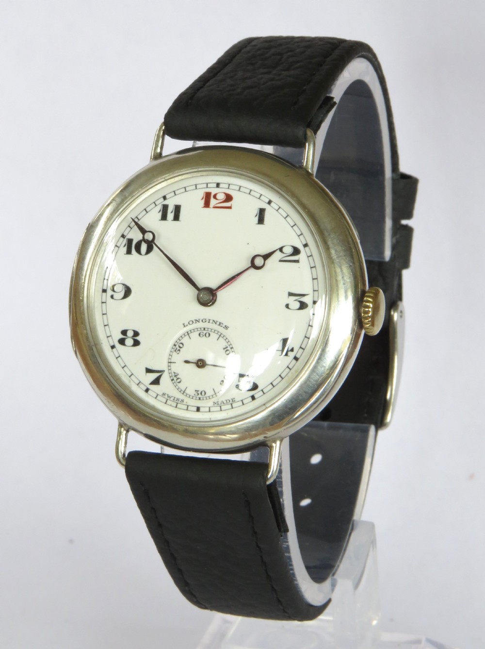 Antique silver Longines trench wrist watch, 1933