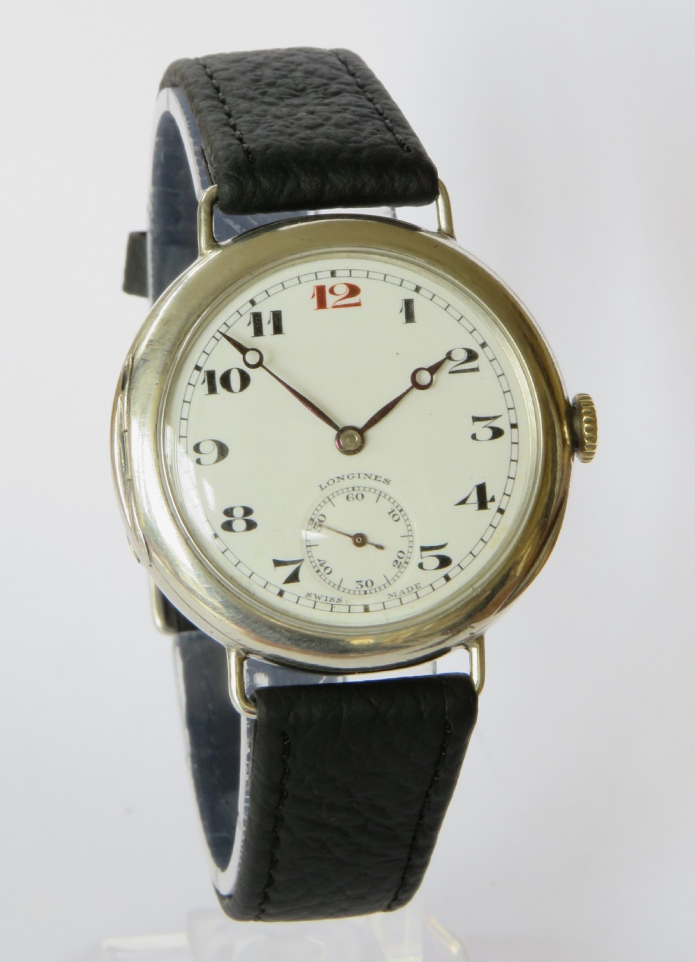 Antique silver Longines trench wrist watch, 1933 View II