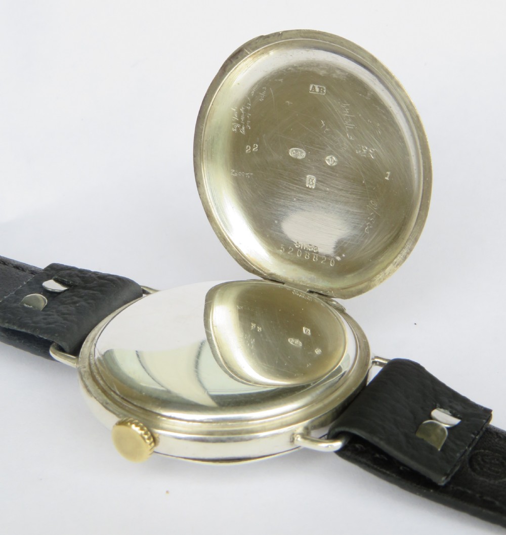 Antique silver Longines trench wrist watch, 1933 View III