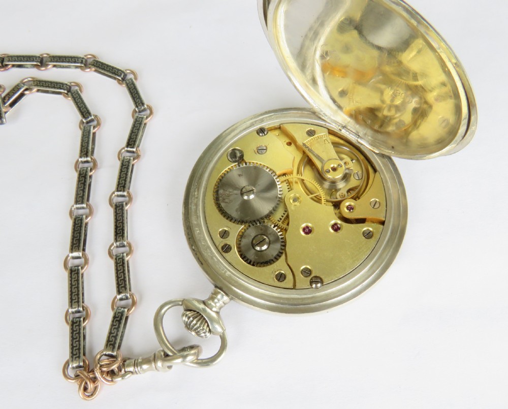 Antique niello ware Favor full hunter pocket watch and chain View IV
