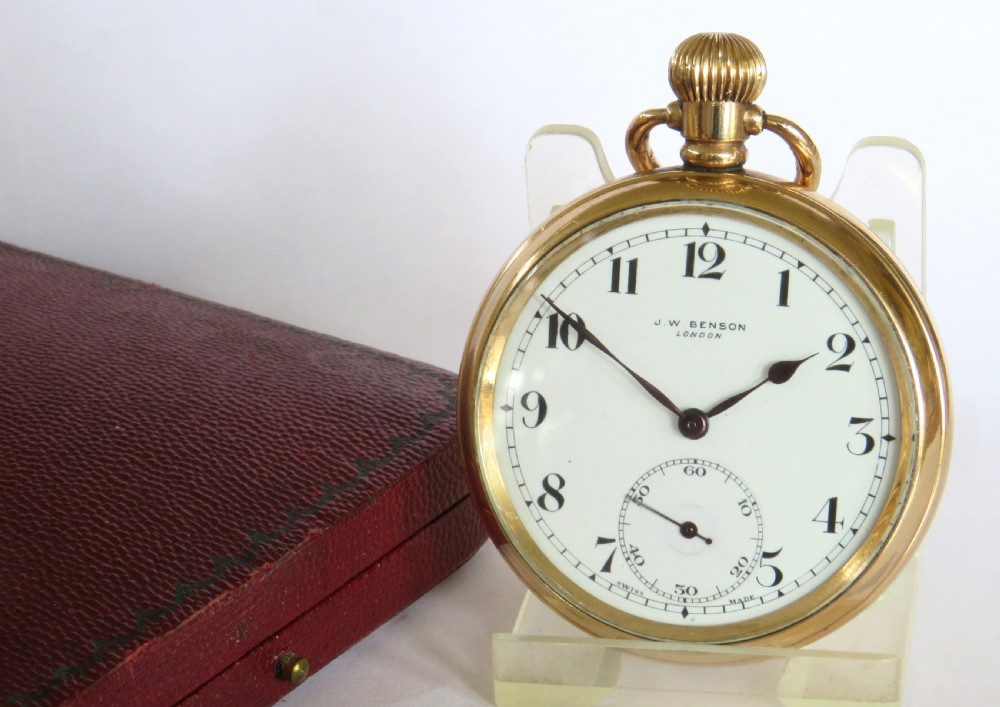 Antique J W Benson pocket watch and box