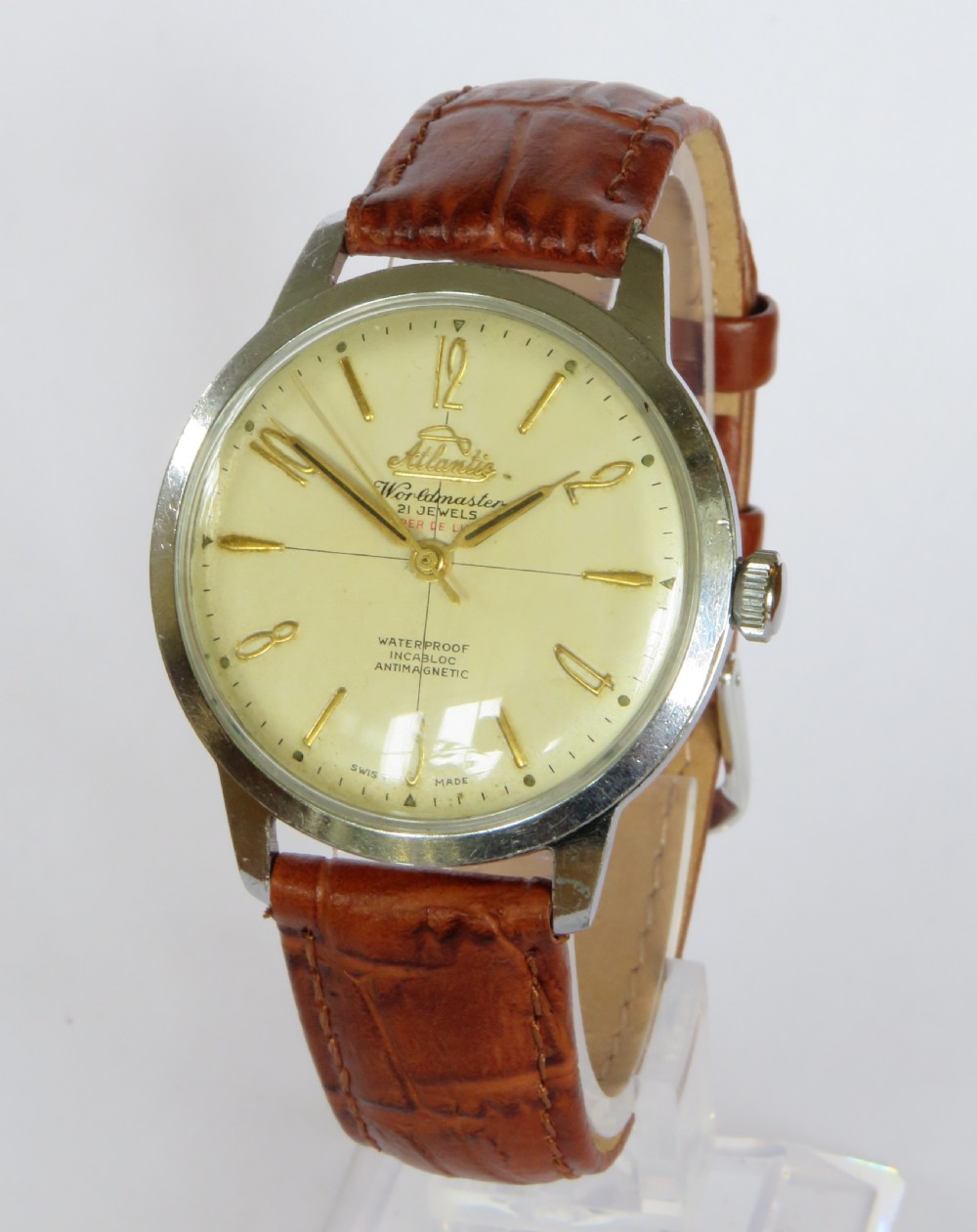 Gents 1960s over-sized Atlantic Worldmaster Super De Luxe wristwatch