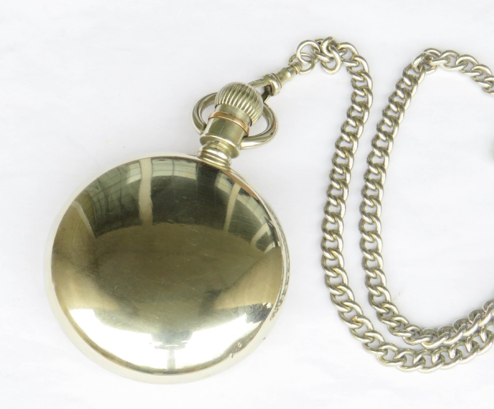 Large antique Illinois pocket watch and chain View IV
