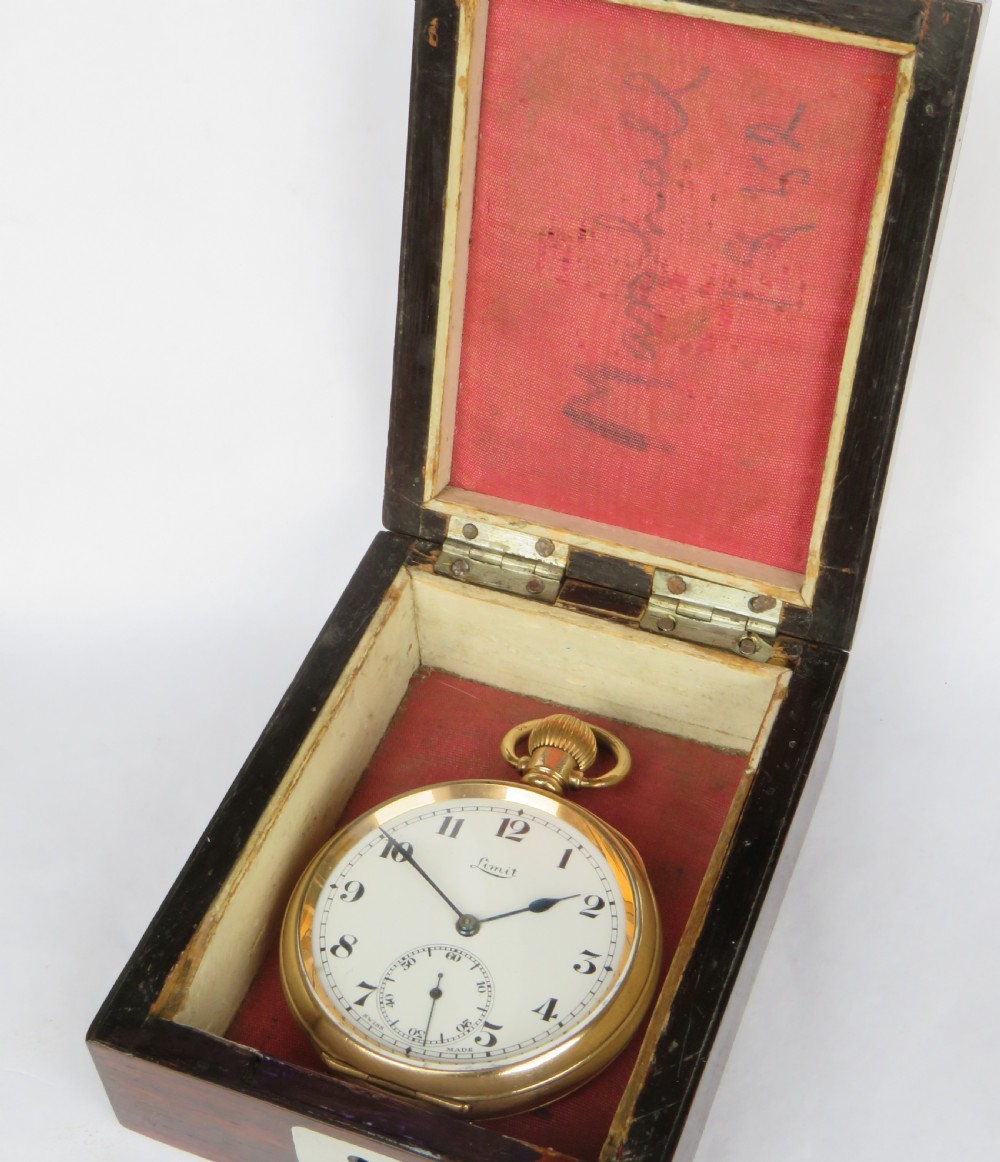 1920s Limit pocket watch and antique rosewood box View II