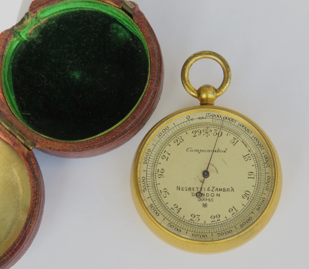 Antique Negretti & Zambra compensated pocket barometer altimeter View II