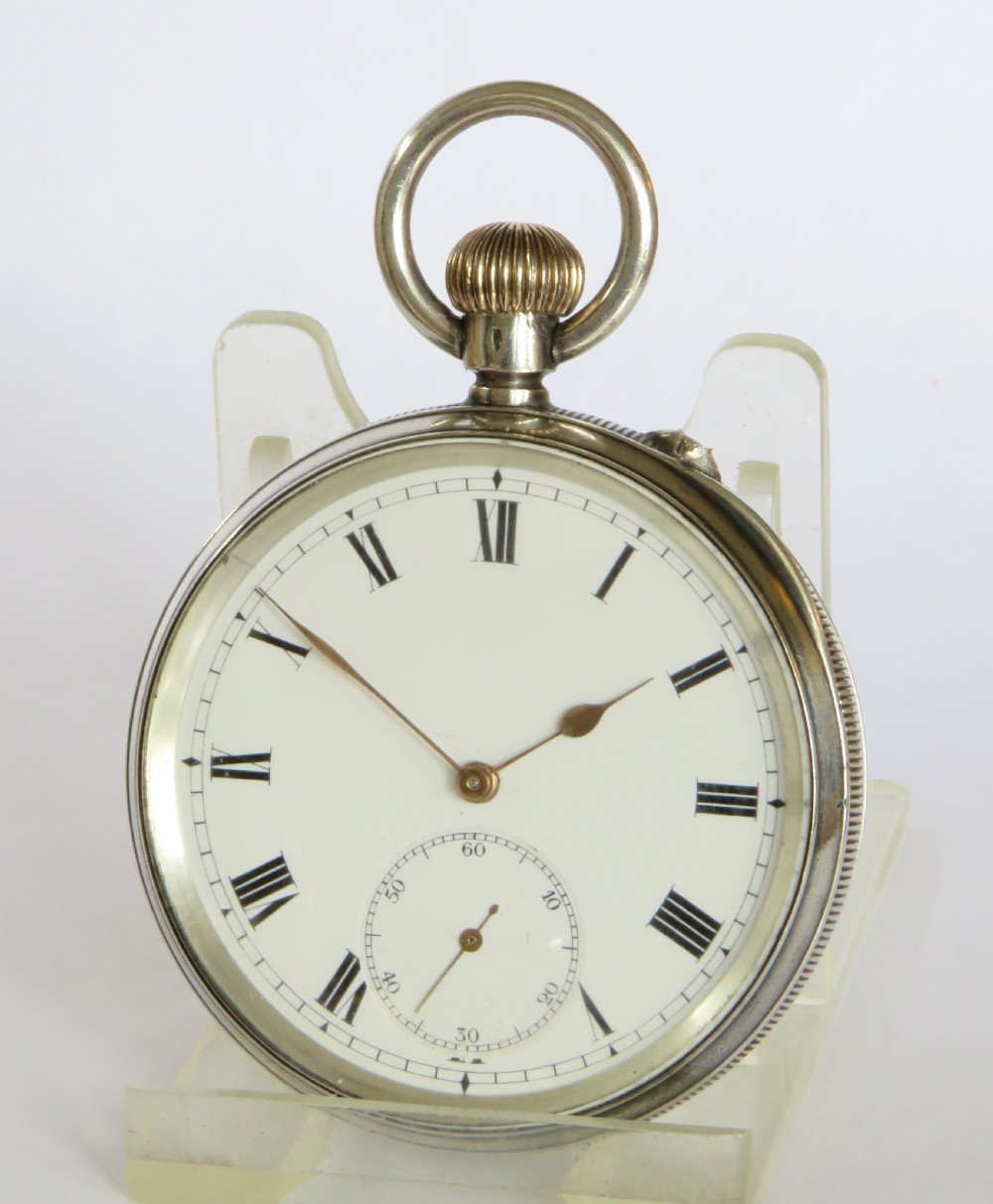 Antique silver pocket watch, J W Benson