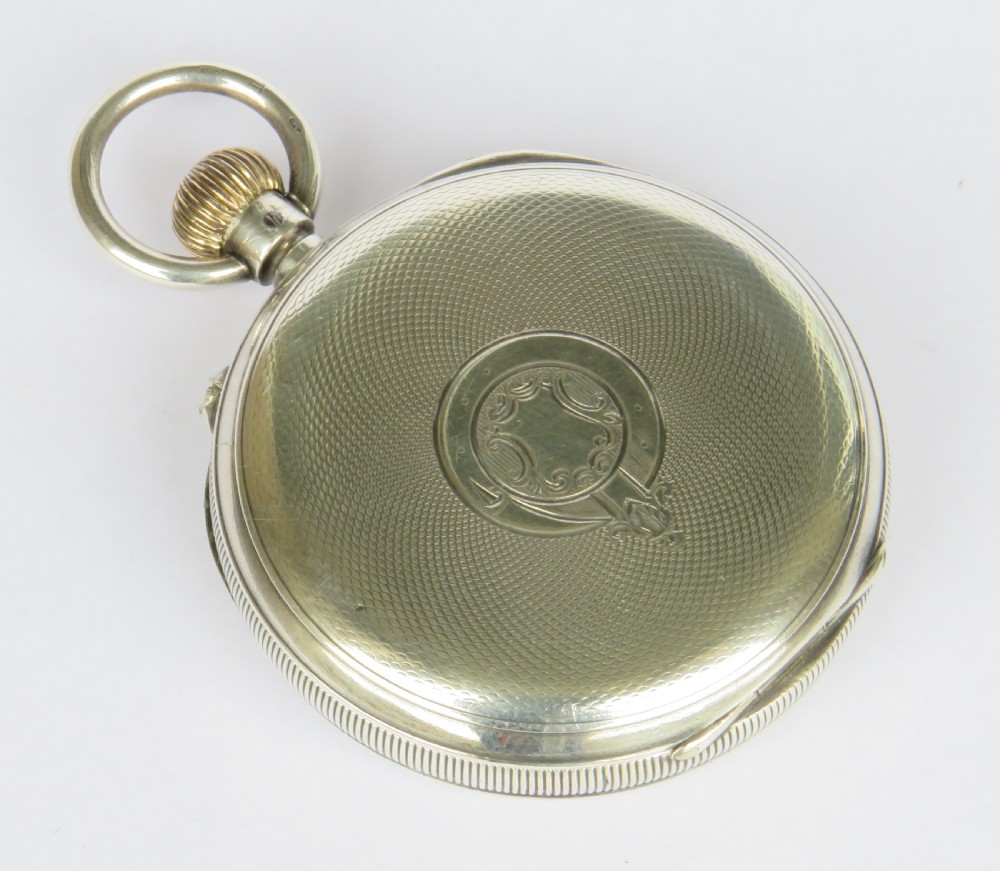 Antique silver pocket watch, J W Benson View V