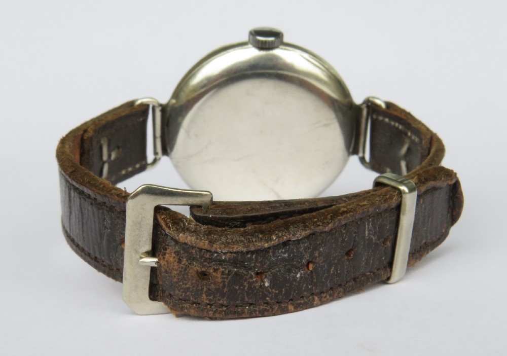 Antique silver Buren trench watch, WW1 View V
