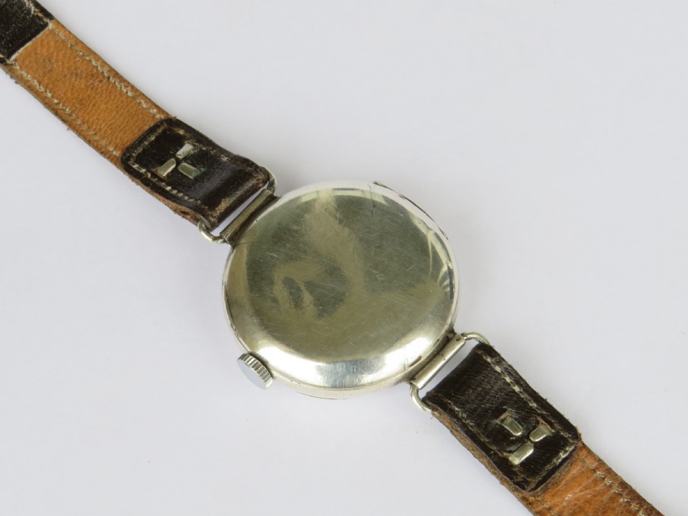 Antique silver Buren trench watch, WW1 View VI