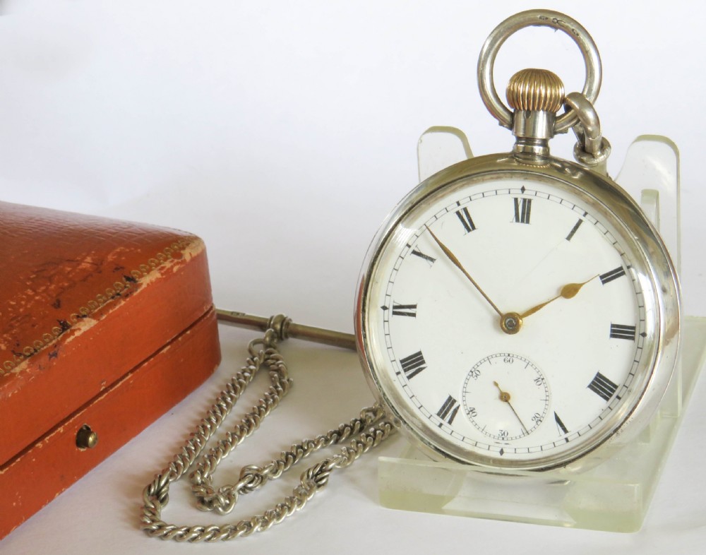 Antique silver Omega pocket watch and chain