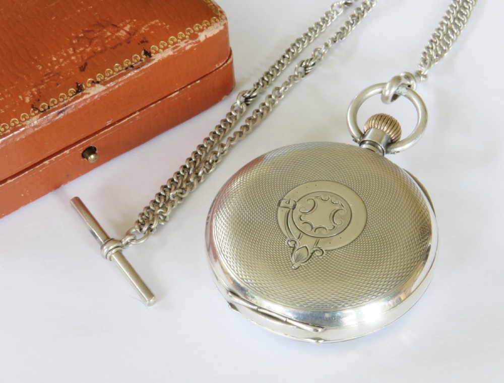 Antique silver Omega pocket watch and chain View V