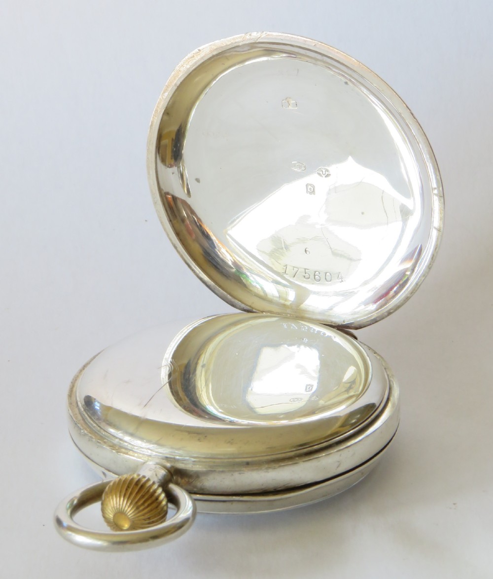 Antique silver Minerva pocket watch, 1919 View IV
