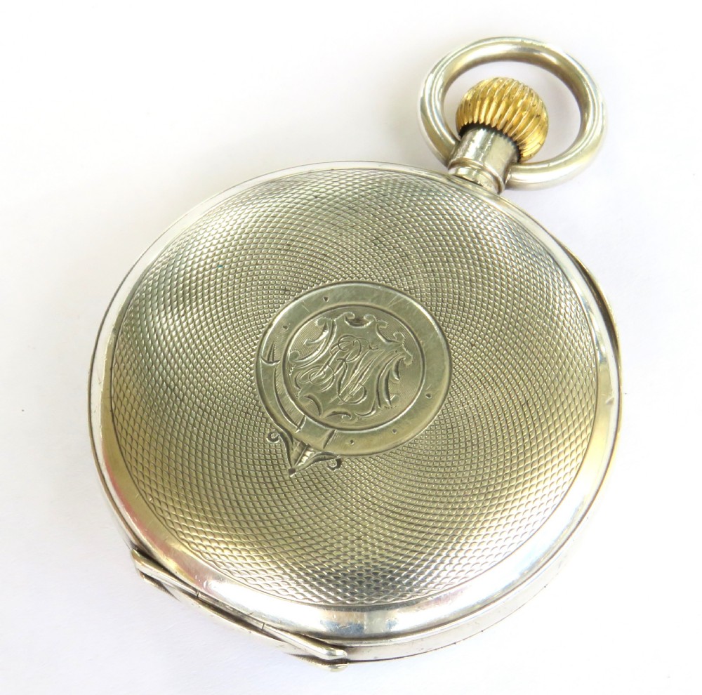 Antique silver Minerva pocket watch, 1919 View V