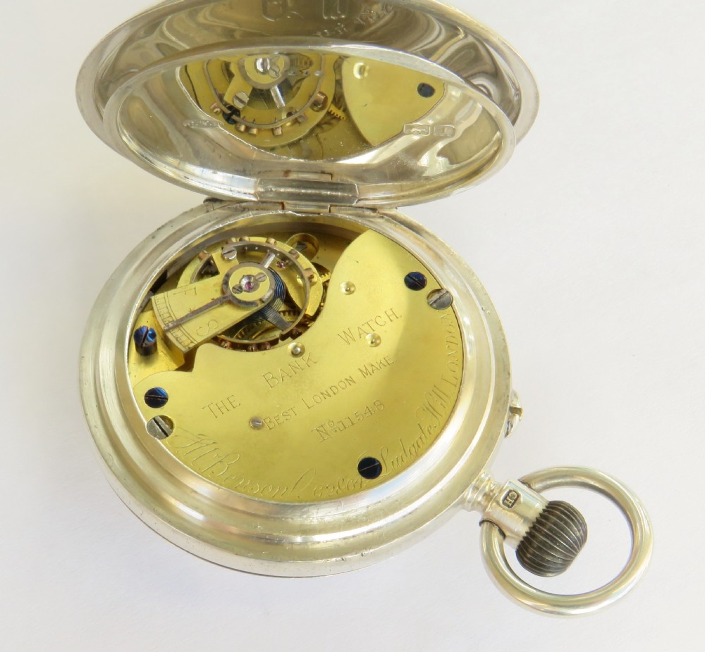 J W Benson ‘The Bank’ silver half hunter pocket watch View V