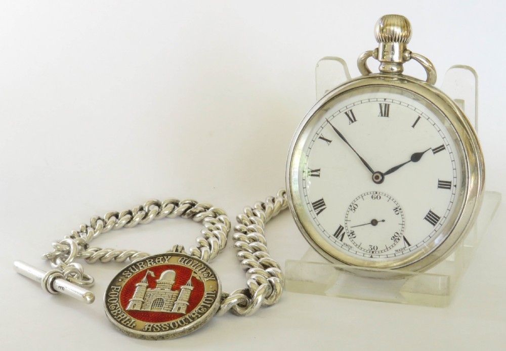 Antique silver Syren pocket watch & football fob