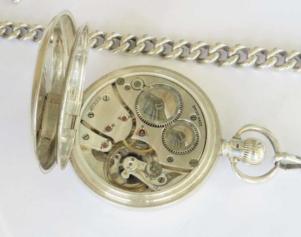 Antique silver Syren pocket watch & football fob View IV