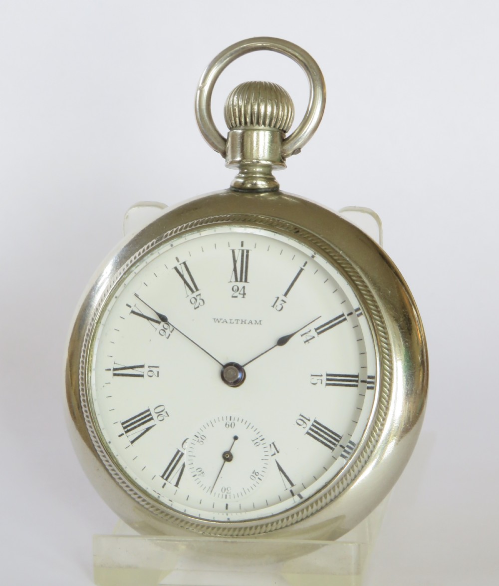 Waltham steam locomotive railway pocket watch, 1902