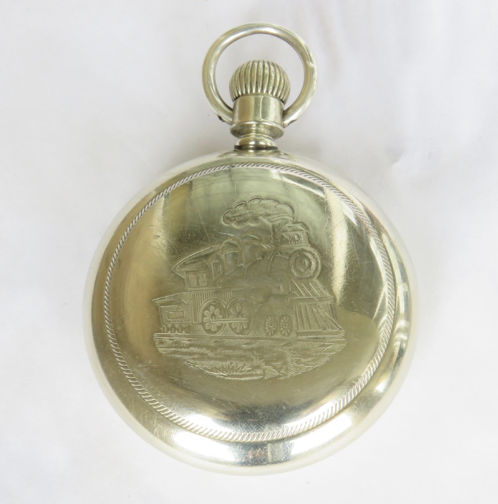 Waltham steam locomotive railway pocket watch, 1902 View IV