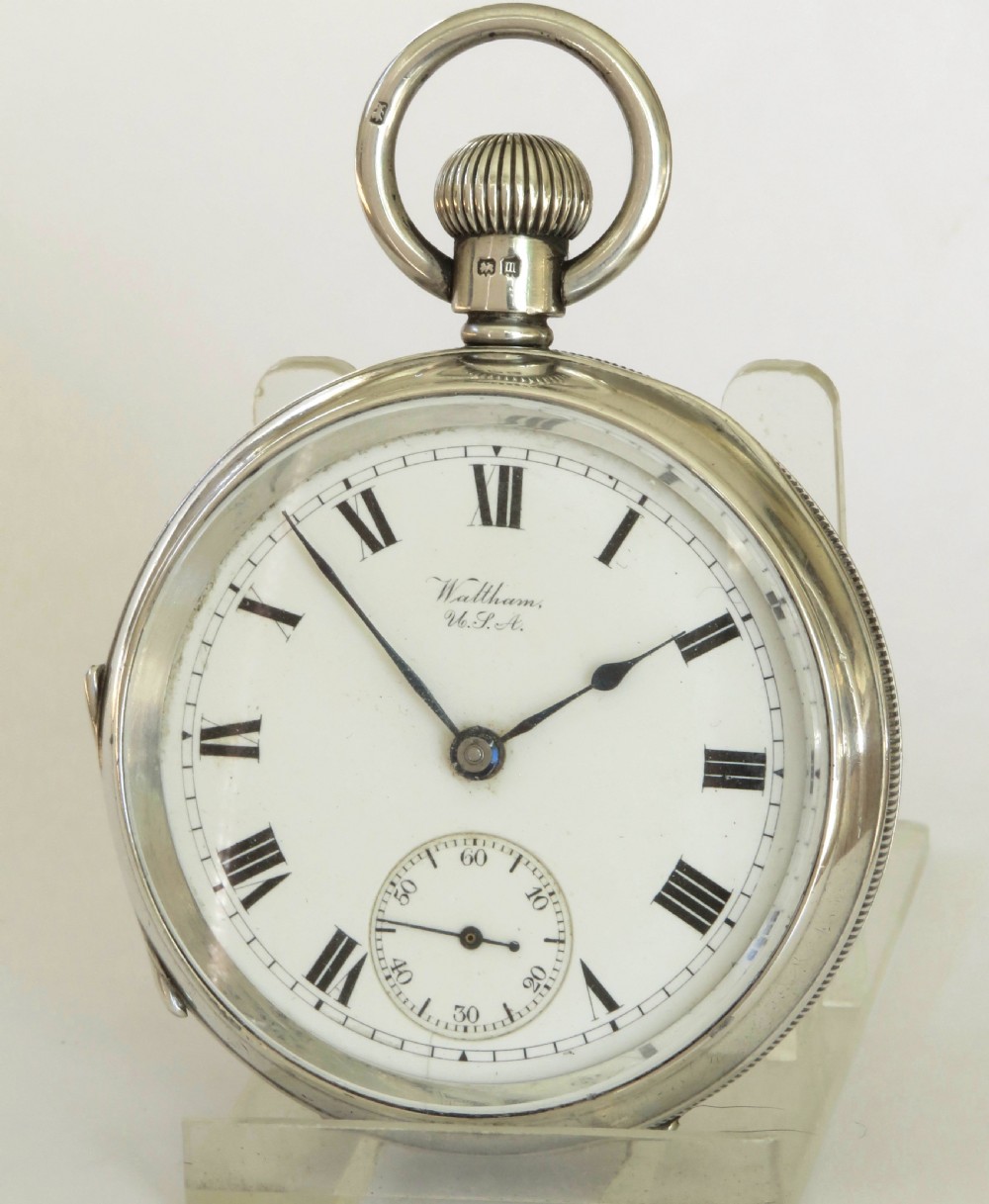 Antique silver Waltham pocket watch, 1911