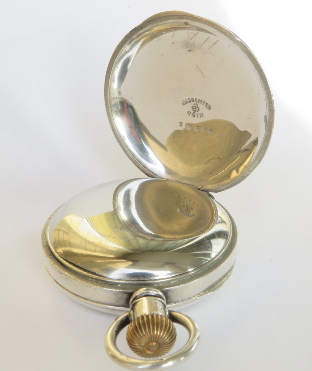 Antique Waltham Crescent St railroad pocket watch View III