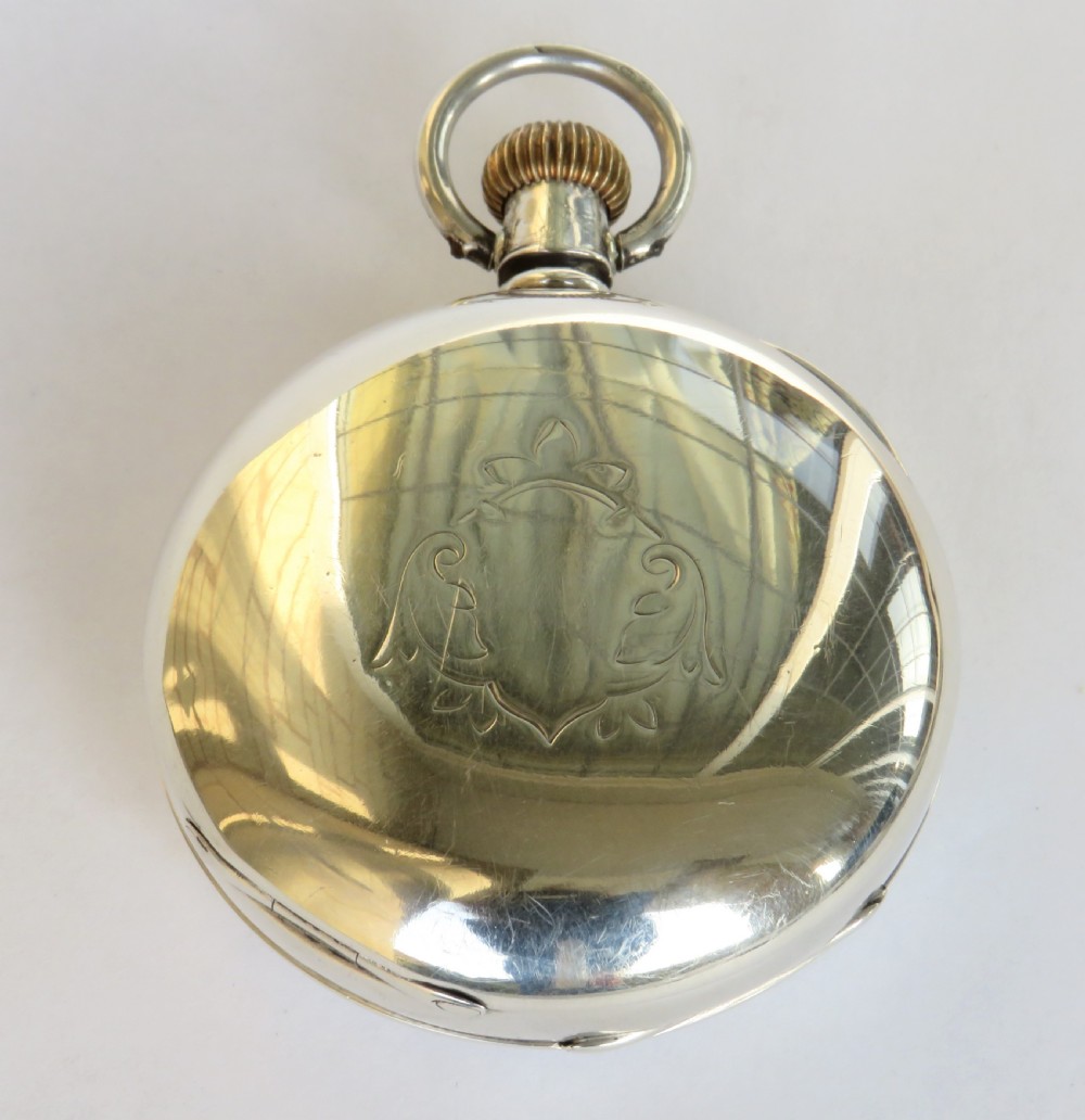 Antique Waltham Crescent St railroad pocket watch View V