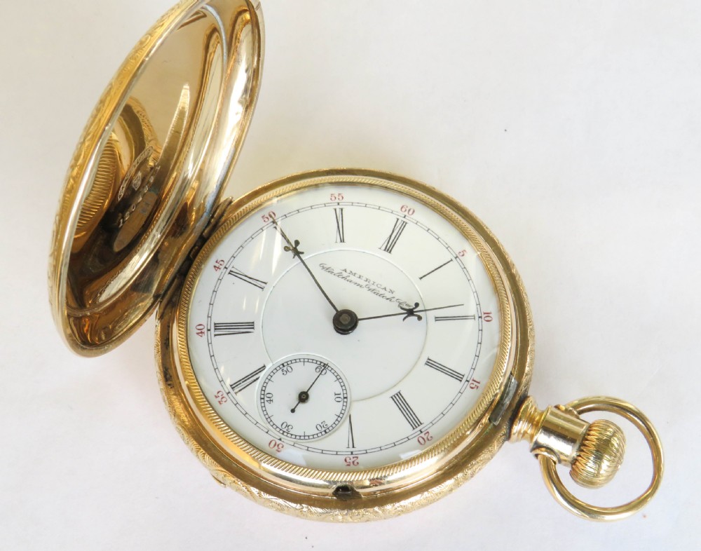 Antique Waltham Crescent St hunter railroad pocket watch View II