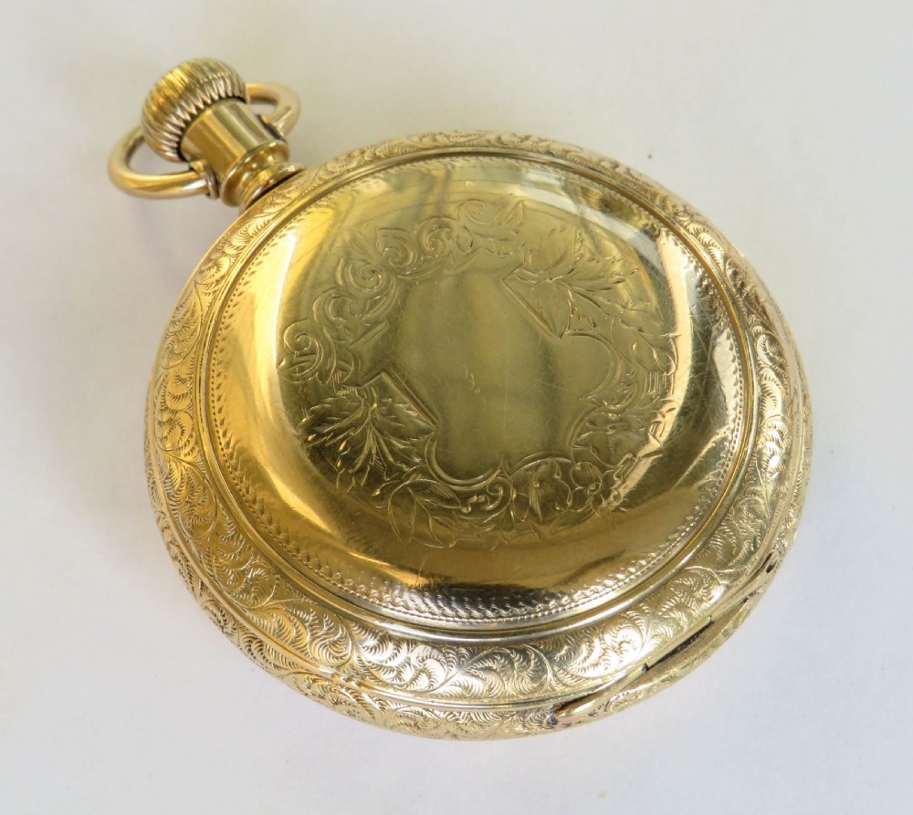 Antique Waltham Crescent St hunter railroad pocket watch View V