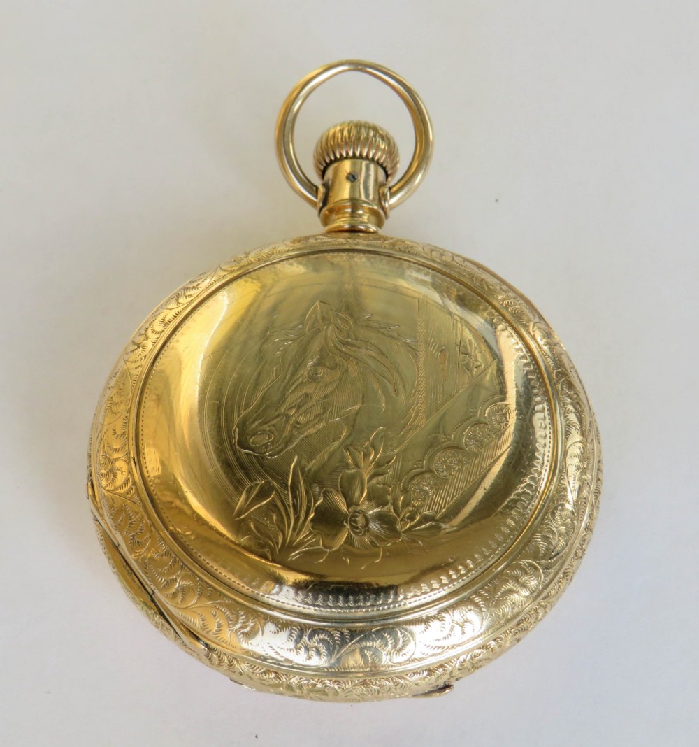 Antique Waltham Crescent St hunter railroad pocket watch View VI
