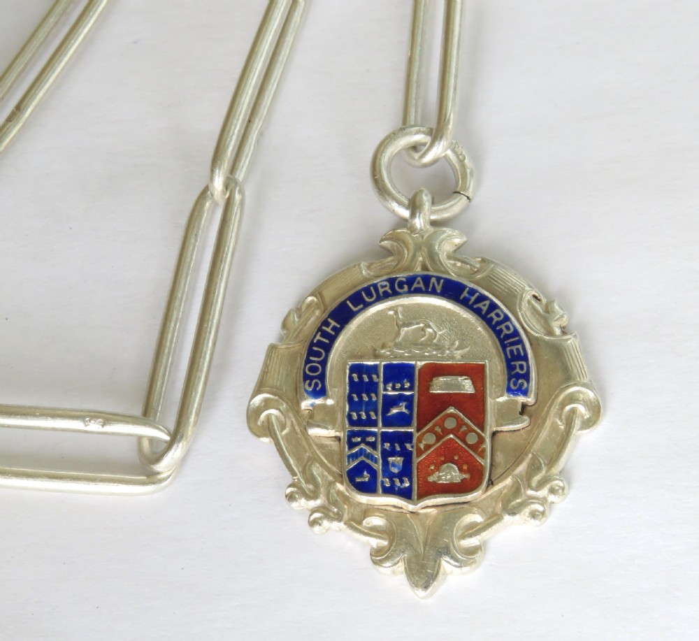 Antique silver Churchill chain and Lurgan fob View II