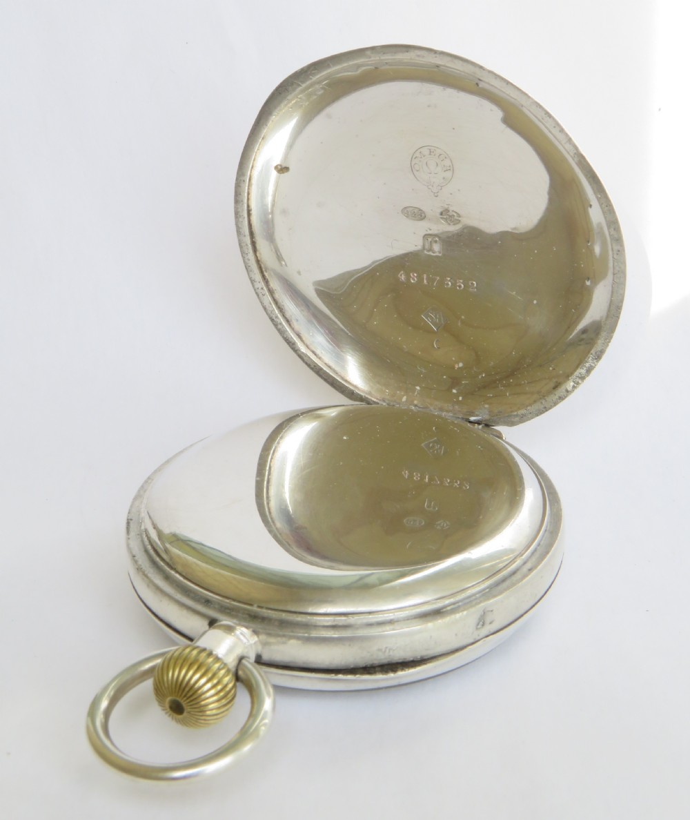 Antique silver Omega pocket watch, 1912 View III