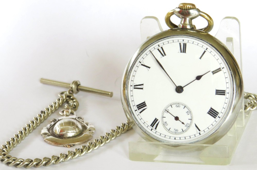 Antique Omega pocket watch and football fob