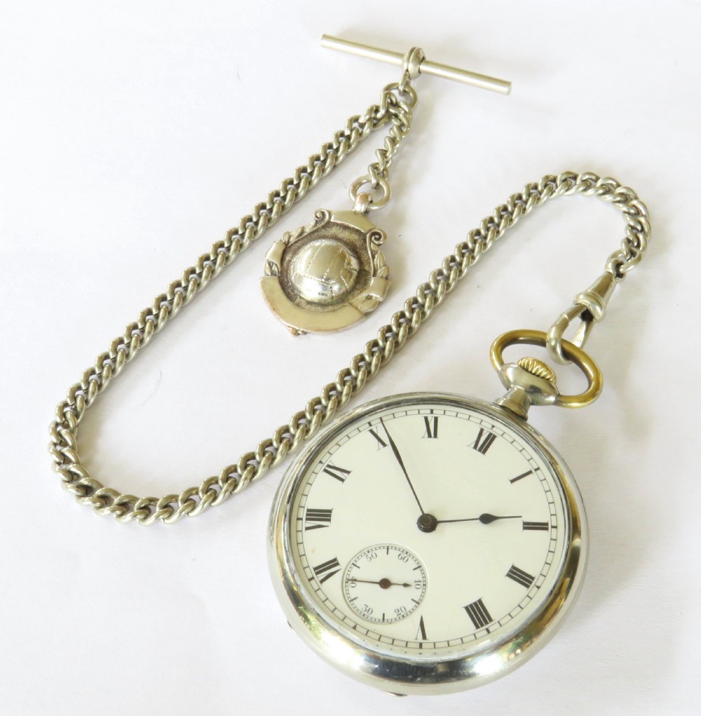 Antique Omega pocket watch and football fob View II