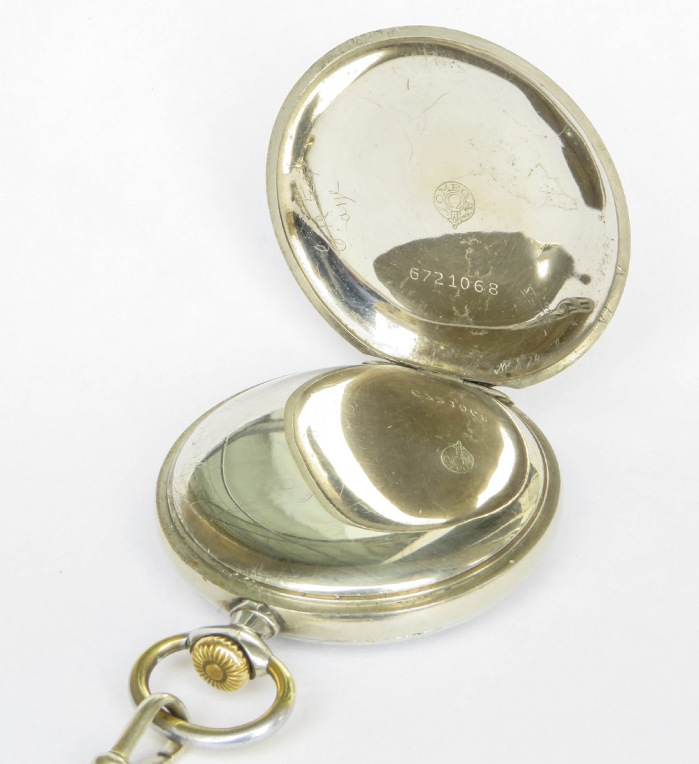 Antique Omega pocket watch and football fob View III