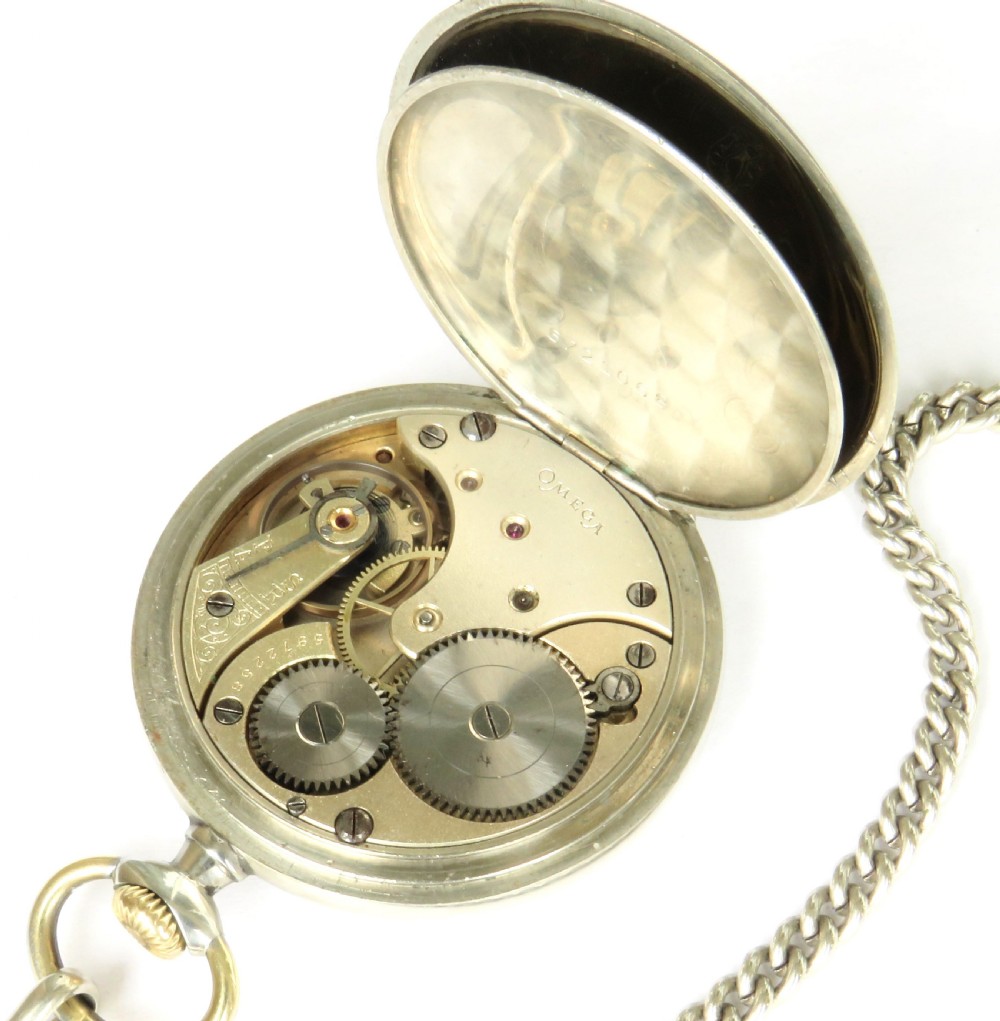 Antique Omega pocket watch and football fob View V