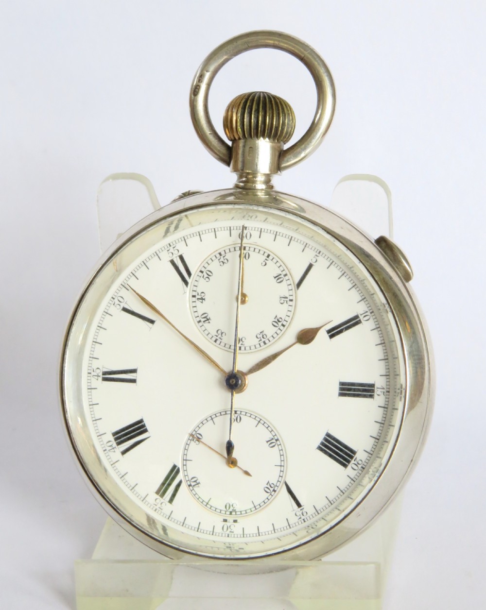 Antique silver LeCoultre split second chronograph pocket watch