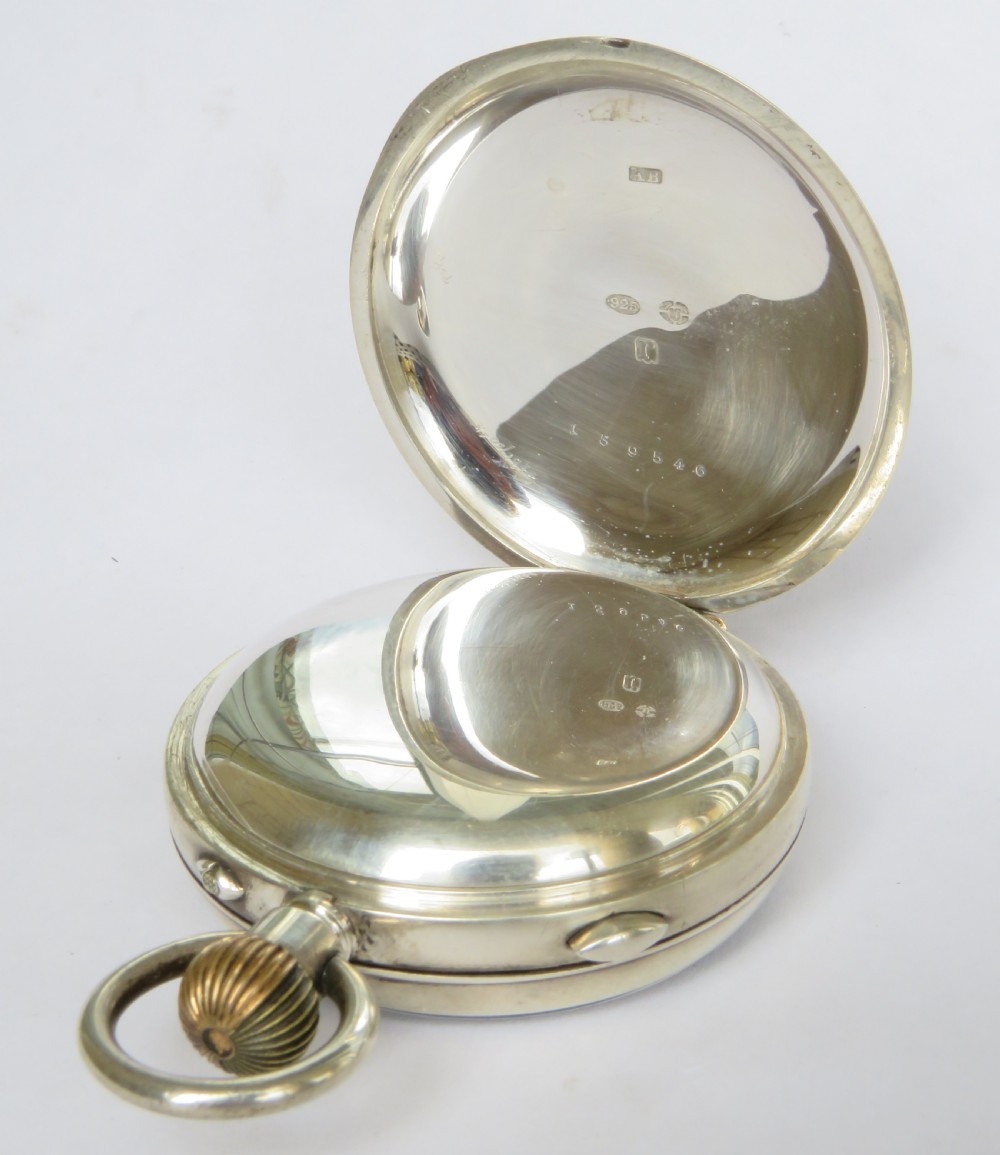 Antique silver LeCoultre split second chronograph pocket watch View III