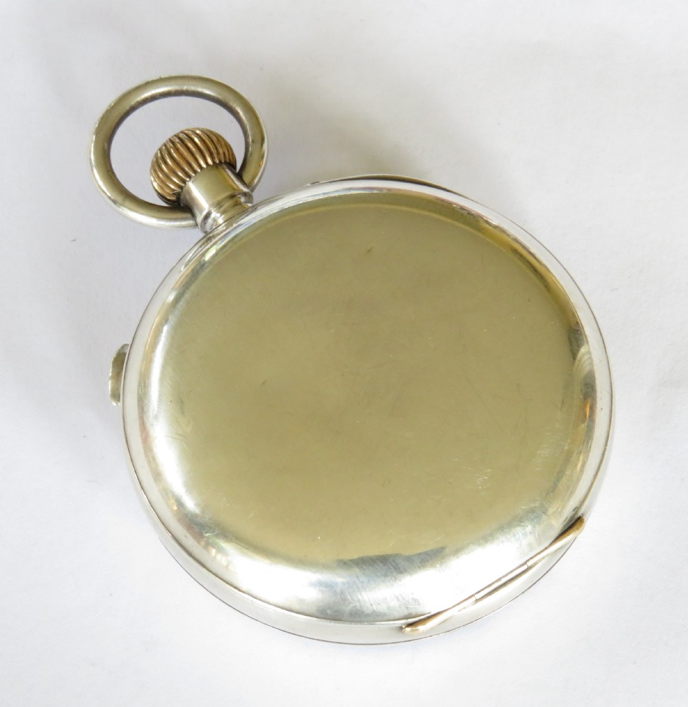 Antique silver LeCoultre split second chronograph pocket watch View V