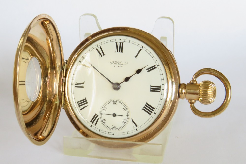 Antique Waltham Traveler half hunter pocket watch View II