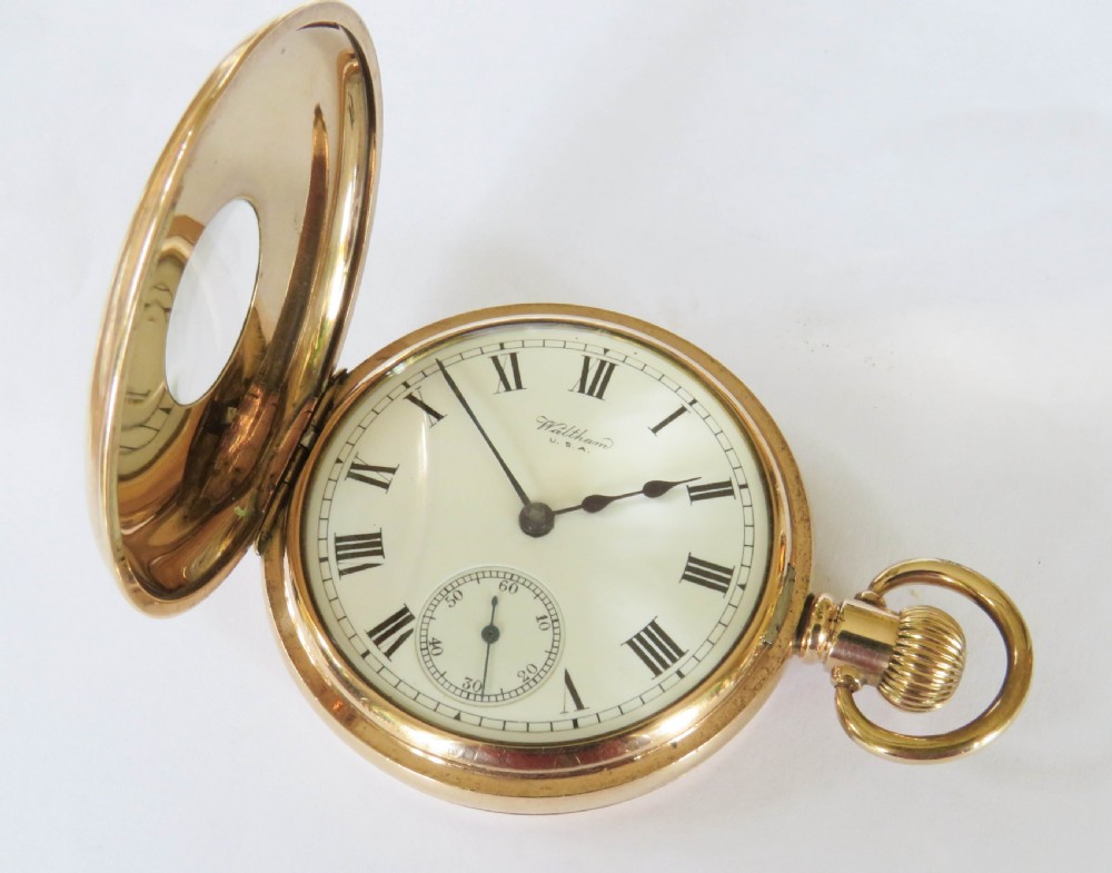 Antique Waltham Traveler half hunter pocket watch View III
