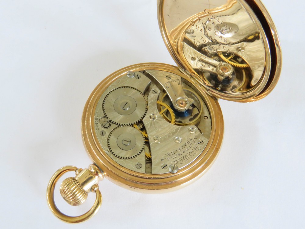 Antique Waltham Traveler half hunter pocket watch View V