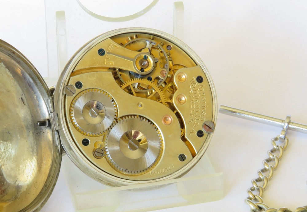 Antique Waltham Traveler pocket watch and chain View III