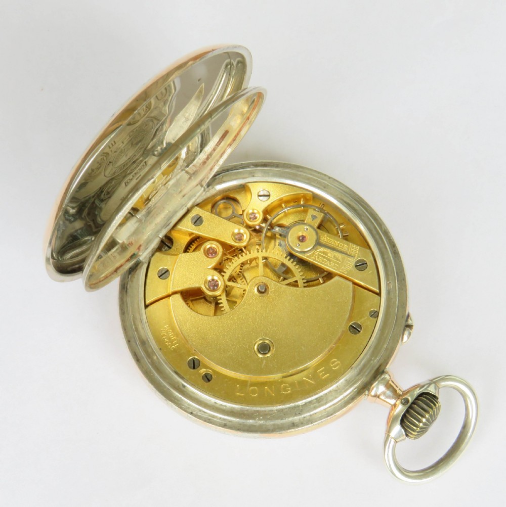 Antique silver Longines pocket watch View V