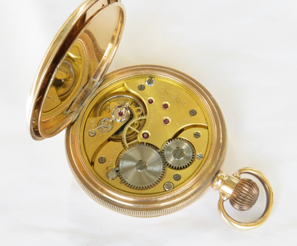 Antique Omega full hunter pocket watch, 1925 View V