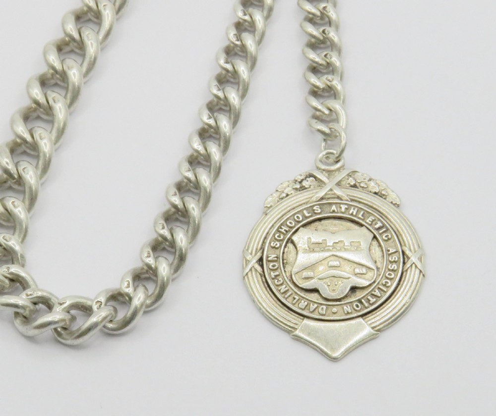 Antique silver pocket watch chain and fob, 1897 View II