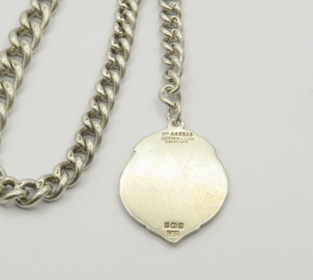 Antique silver pocket watch chain and fob, 1897 View III