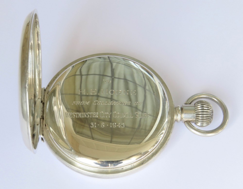 1941 silver J W Benson pocket watch View III