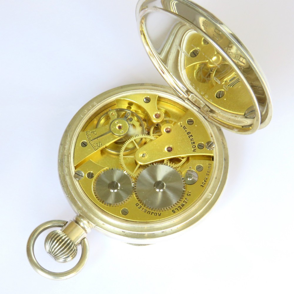 1941 silver J W Benson pocket watch View V