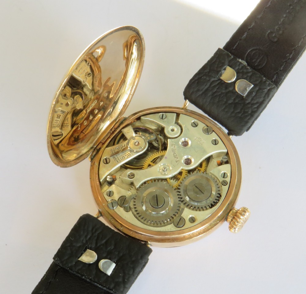 Gents 9ct gold Béguelin wrist watch, Royal Marines, 1917 View III