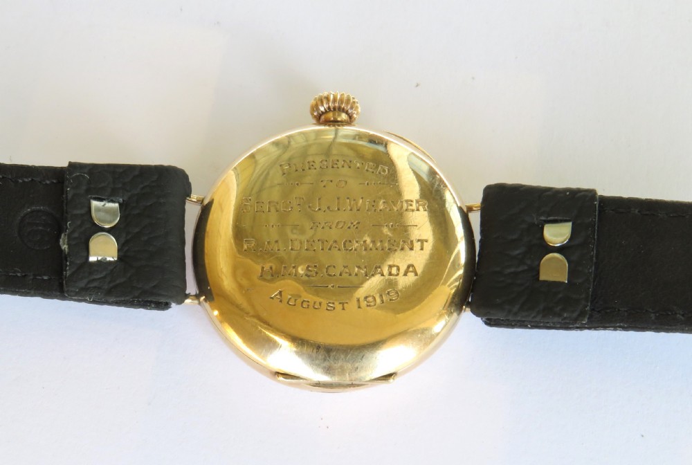 Gents 9ct gold Béguelin wrist watch, Royal Marines, 1917 View VI